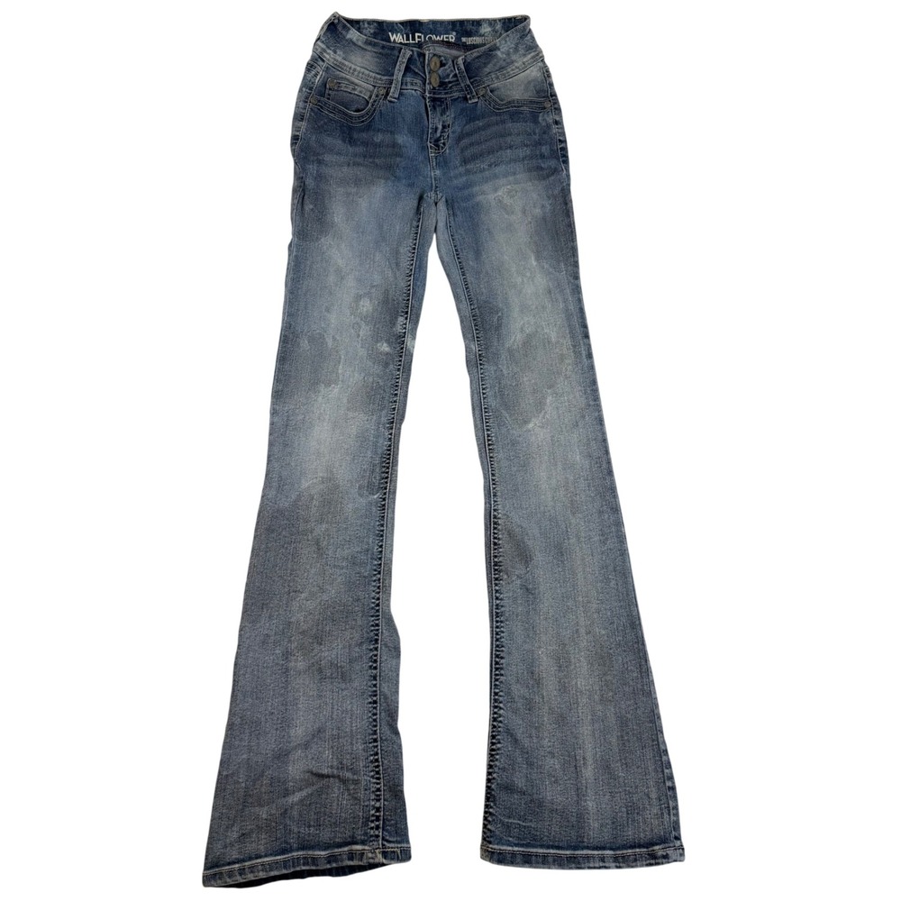 WallFlower Luscious‎ Curvy Bootcut Jeans Womens 1 Reg Medium Wash Stretch Denim